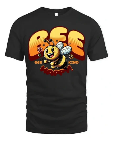 Cute Bee Kind Bee Happy Inspirational Positive Quote Tshirt - black t-shirt on white background