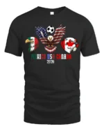 Unified North America Soccer Championship Animals Graphic Tee - black t-shirt on white background