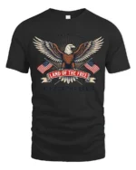 Proud Home Of The Brave United States National Slogan Tee - black t-shirt on white background