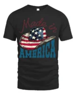 Country Pride Made In America Cowboy Hat Patriotic Graphic Tee - black t-shirt on white background