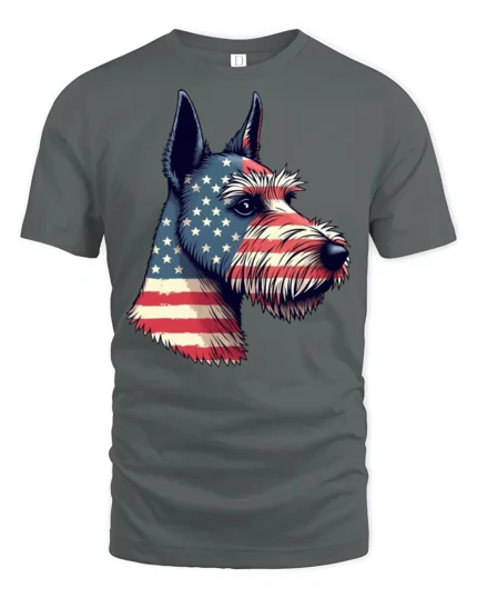 Beautiful Patriotic Schnauzer Dog USA Flag Graphic Tee - gray t-shirt on white background
