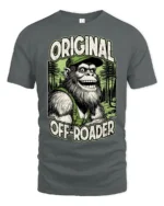 Funny Bigfoot Original Off Roader Trucker Hat Graphic Tee - gray t-shirt on white background
