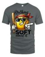 Aggressive Yellow Softball Nothing Soft About It Graphic Tee - gray t-shirt on white background