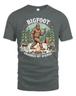 Funny Bigfoot Grabbed My Wiener Campfire Cookout Tshirt - gray t-shirt on white background