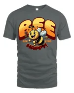 Cute Bee Kind Bee Happy Inspirational Positive Quote Tshirt - gray t-shirt on white background