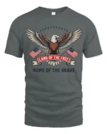Proud Home Of The Brave United States National Slogan Tee - gray t-shirt on white background