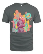 Colorful Pop Art Geometric Monkey Banana Dream Graphic Tee - gray t-shirt on white background