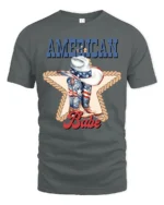 Country Liberty American Babe Cowboy Boots Western Graphic Tee - gray t-shirt on white background