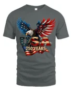 Majestic Bald Eagle USA 250 Years Freedom Bicentennial Tee - gray t-shirt on white background