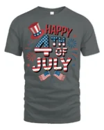 Festive Happy Fourth Of July Star Spangled Celebration Tee - gray t-shirt on white background