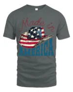 Country Pride Made In America Cowboy Hat Patriotic Graphic Tee - gray t-shirt on white background