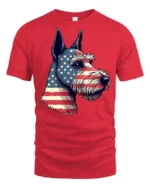 Beautiful Patriotic Schnauzer Dog USA Flag Graphic Tee - red t-shirt on white background