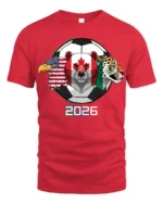 United North America Soccer Tournament Trio Animal Graphic Tee - red t-shirt on white background