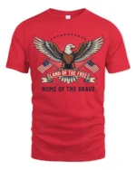 Proud Home Of The Brave United States National Slogan Tee - red t-shirt on white background