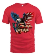 Majestic Bald Eagle USA 250 Years Freedom Bicentennial Tee - red t-shirt on white background