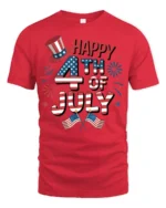 Festive Happy Fourth Of July Star Spangled Celebration Tee - red t-shirt on white background