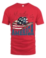 Country Pride Made In America Cowboy Hat Patriotic Graphic Tee - red t-shirt on white background