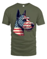 Beautiful Patriotic Schnauzer Dog USA Flag Graphic Tee - military green t-shirt on white background