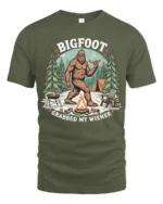 Funny Bigfoot Grabbed My Wiener Campfire Cookout Tshirt - military green t-shirt on white background