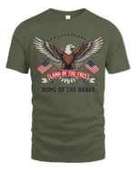 Proud Home Of The Brave United States National Slogan Tee - military green t-shirt on white background