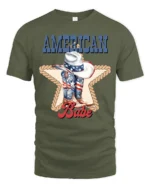 Country Liberty American Babe Cowboy Boots Western Graphic Tee - military green t-shirt on white background