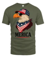 Cool Country Pride Freedom Bird Sunglasses Soft Tshirt - military green t-shirt on white background