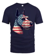 Beautiful Patriotic Schnauzer Dog USA Flag Graphic Tee - navy t-shirt on white background