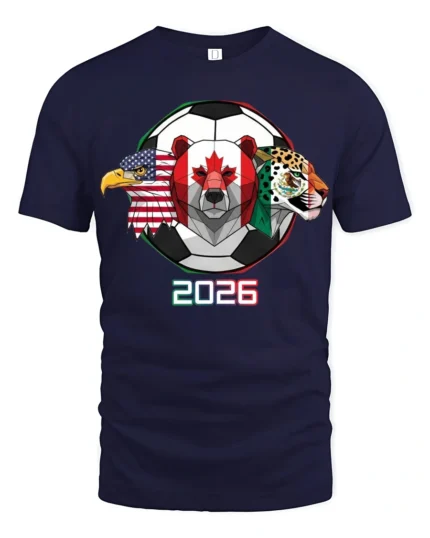 United North America Soccer Tournament Trio Animal Graphic Tee - navy t-shirt on white background