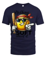 Aggressive Yellow Softball Nothing Soft About It Graphic Tee - navy t-shirt on white background