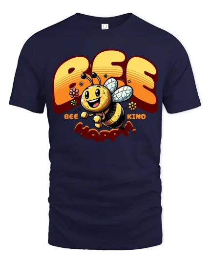 Cute Bee Kind Bee Happy Inspirational Positive Quote Tshirt - navy t-shirt on white background