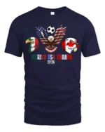 Unified North America Soccer Championship Animals Graphic Tee - navy t-shirt on white background
