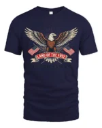 Proud Home Of The Brave United States National Slogan Tee - navy t-shirt on white background