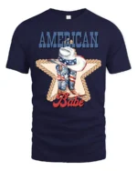 Country Liberty American Babe Cowboy Boots Western Graphic Tee - navy t-shirt on white background