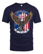 Commemorative 250th Anniversary Eagle Liberty Bell Tshirt - navy t-shirt on white background