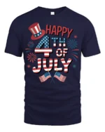 Festive Happy Fourth Of July Star Spangled Celebration Tee - navy t-shirt on white background