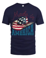 Country Pride Made In America Cowboy Hat Patriotic Graphic Tee - navy t-shirt on white background