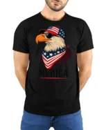 Cool Country Pride Freedom Bird Sunglasses Soft Tshirt - model wearing black tee with hands behind back