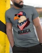 Cool Country Pride Freedom Bird Sunglasses Soft Tshirt - model wearing grey tee, leaning on column