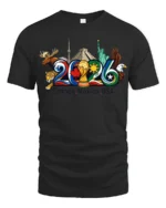 North American Soccer World Cup 2026 Tri Nation Graphic Tee - black t-shirt on white background