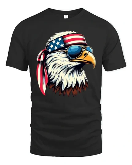 Classic United States Heritage Hunter Shades Graphic Tshirt - black t-shirt on white background