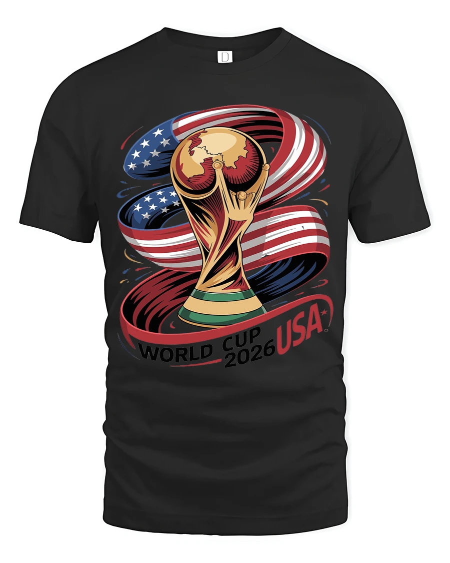 Glory Football Championship Trophy American Flag Graphic Tee - 1 Glory Football Championship Trophy American Flag Graphic Tee - black t-shirt on white background