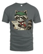 Furious Tax Season Raccoon 1099 Paperwork Funny Graphic Tee - gray t-shirt on white background
