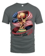 Glory Football Championship Trophy American Flag Graphic Tee - gray t-shirt on white background