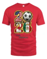 Tri Country Football Championship Emblem Multi Host Graphic Tee - red t-shirt on white background