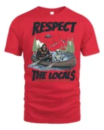 Paranormal Canoe Trip Bigfoot Alien Mountain Graphic Tee - red t-shirt on white background