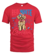 Cute Independence Day American Flag Bowtie Dog Soft Tshirt - red t-shirt on white background