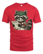 Furious Tax Season Raccoon 1099 Paperwork Funny Graphic Tee - red t-shirt on white background
