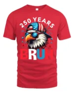 Patriotic Bruh Eagle Backward Hat Fireworks Graphic Tee - red t-shirt on white background