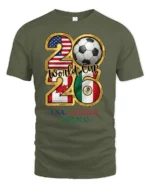 Tri Country Football Championship Emblem Multi Host Graphic Tee - military green t-shirt on white background