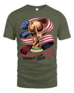 Glory Football Championship Trophy American Flag Graphic Tee - military green t-shirt on white background
